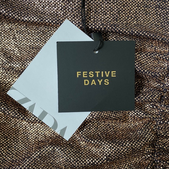 🥂 ZARA COPPER SHIMMERING HIGH WAIST SLIT RUCHED MIDI SKIRT! - Picture 9 of 13